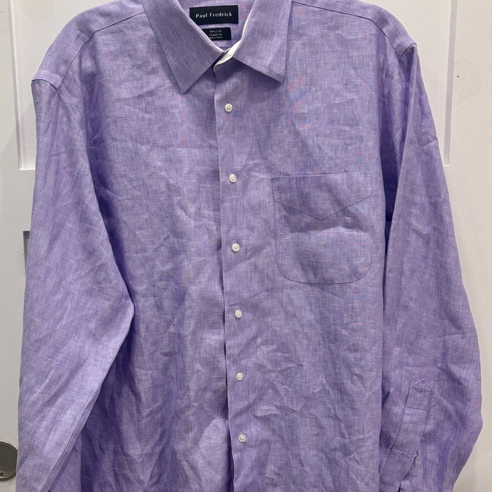 Paul Fredrick Linen Lavender Button Down Shirt